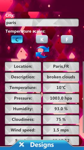 Pink Clock and Weather Widget