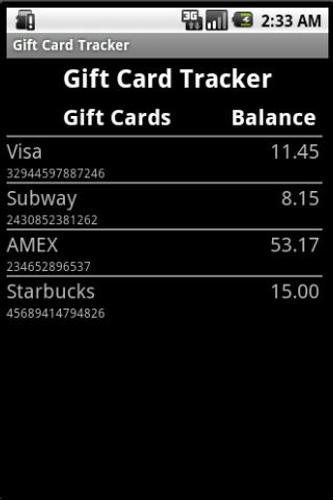 Gift Card Tracker