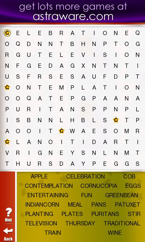 Thanksgiving Wordsearch