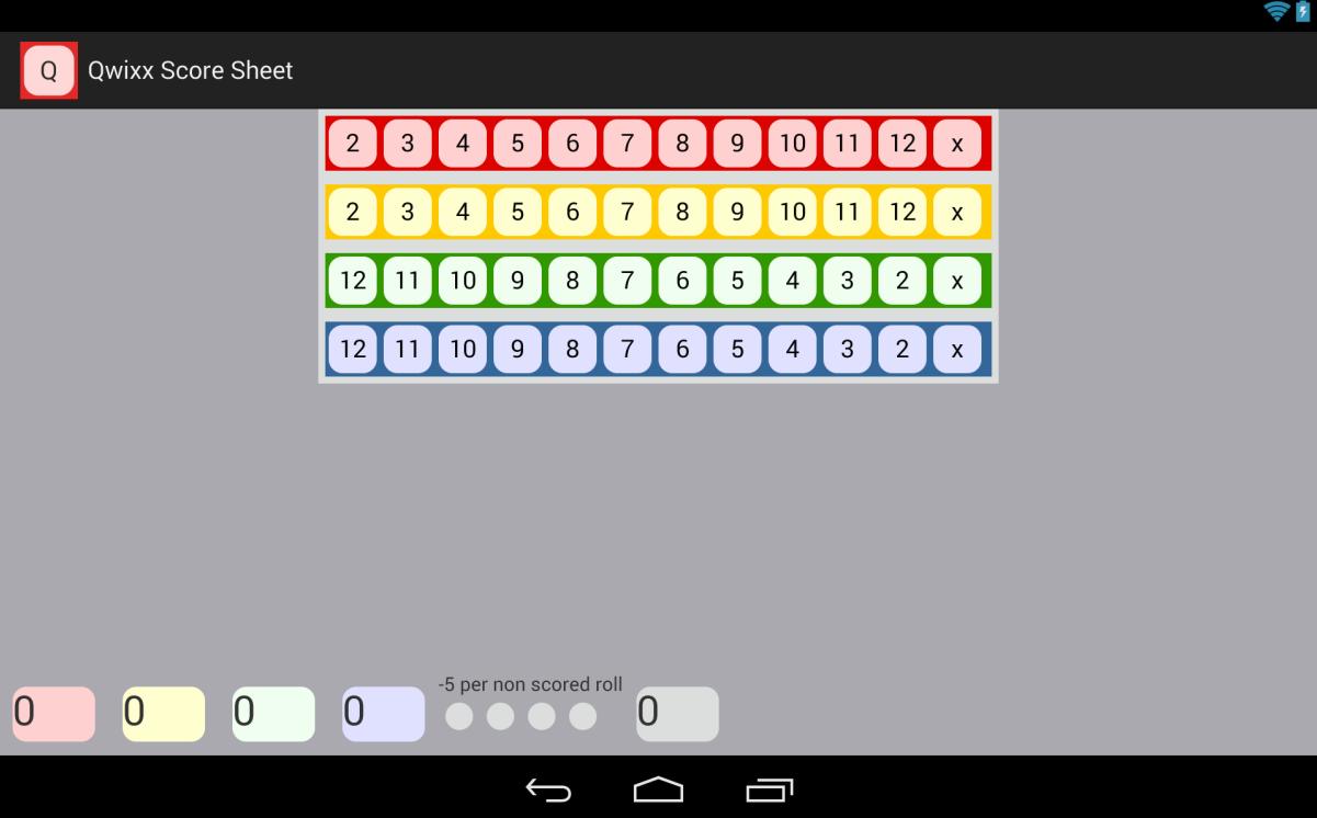 Qwixx Score Sheet