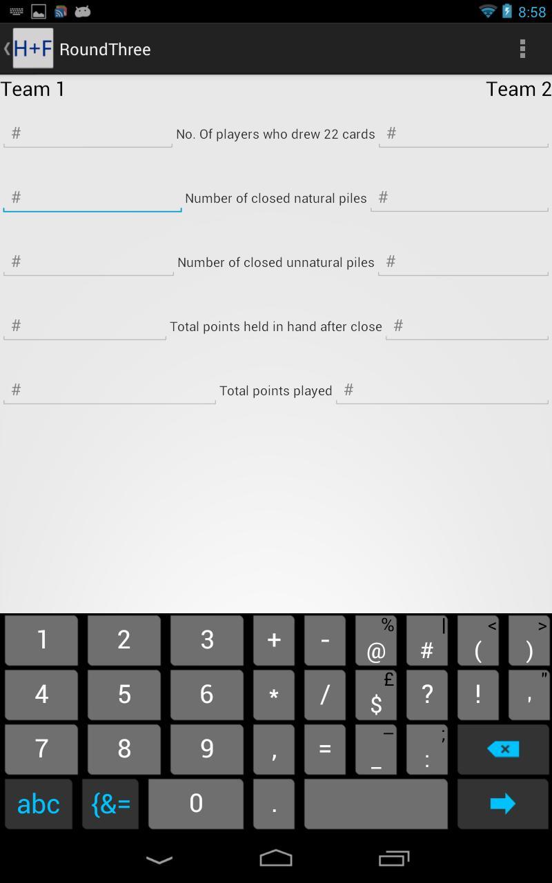 Hand and Foot Score Tracker