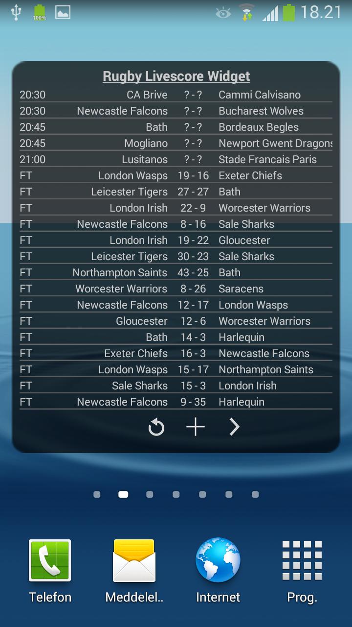 Rugby Livescore Widget