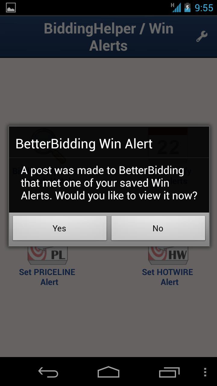 BetterBidding Hotel Win Alerts