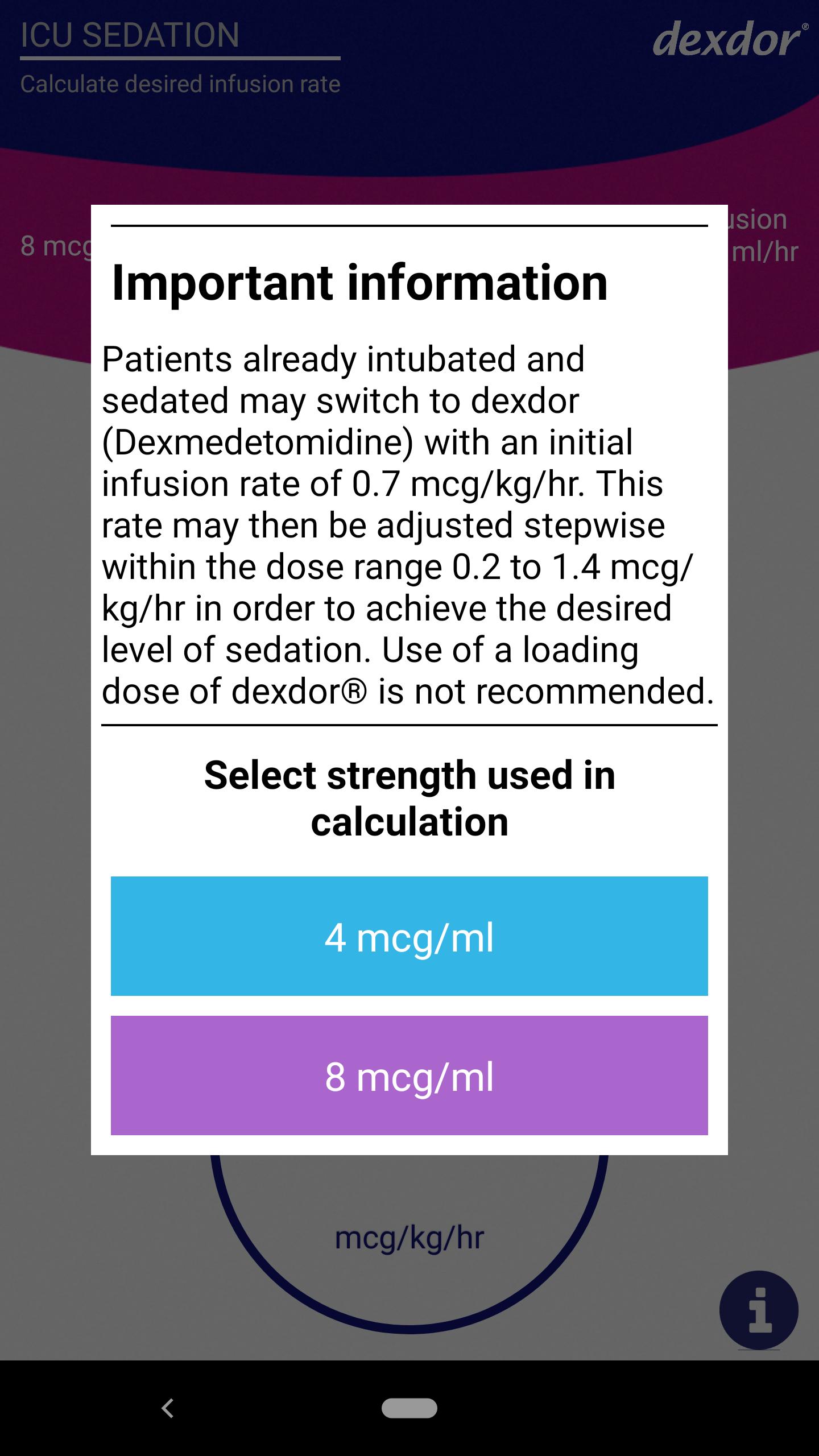 Dexdor Dosing Calculator