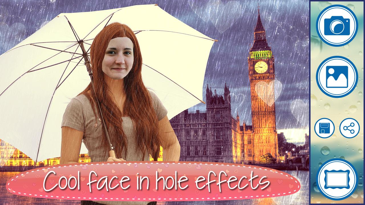 Rainy London Face in Hole