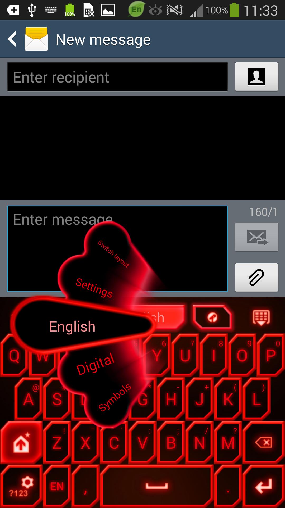 GO Keyboard Red Neon Theme