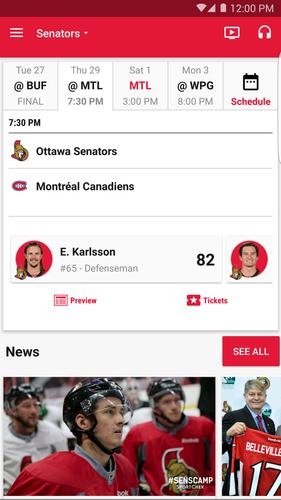 Ottawa Senators Official App