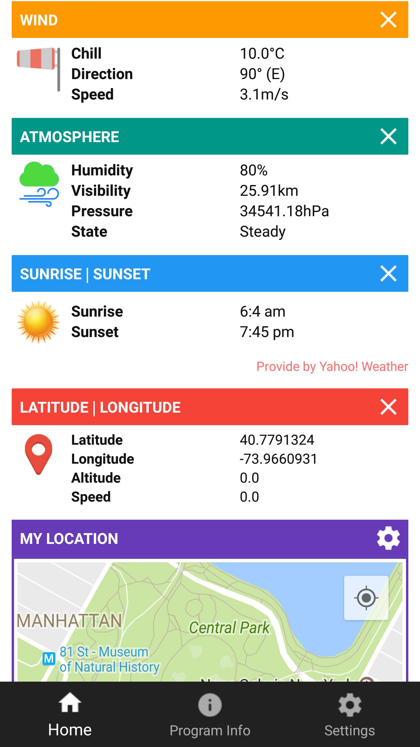 My Location and Compass, Weather