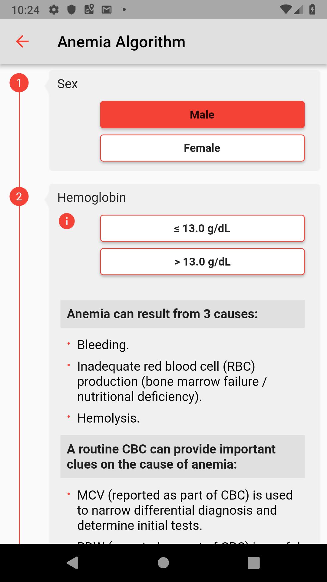 Anemia Algorithm