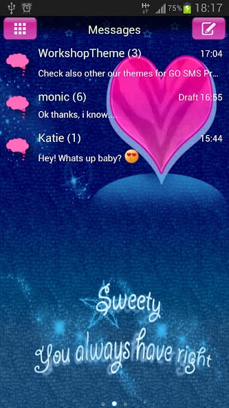 Pink Blue Theme GO SMS Pro