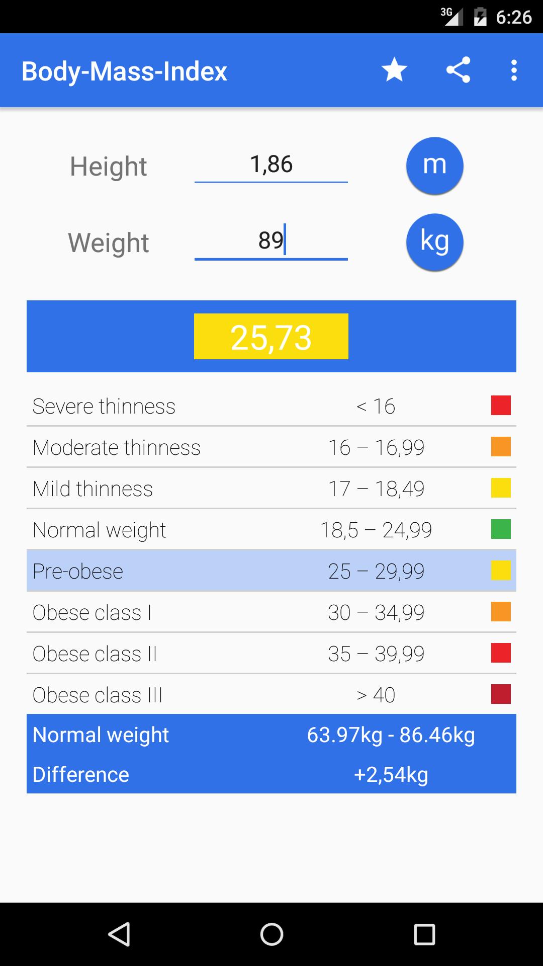 BMI Calculator - for men