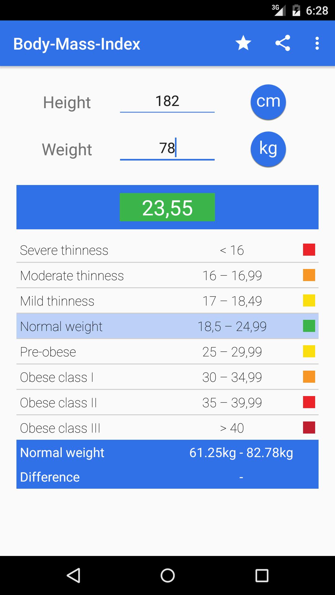 BMI Calculator - for men