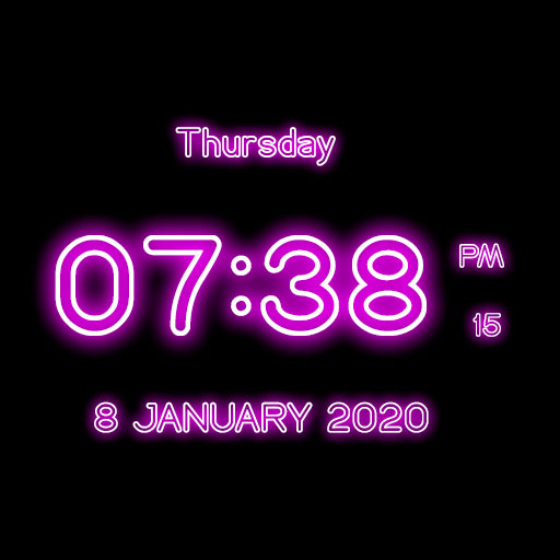 Neon Digital Clock Wallpaper