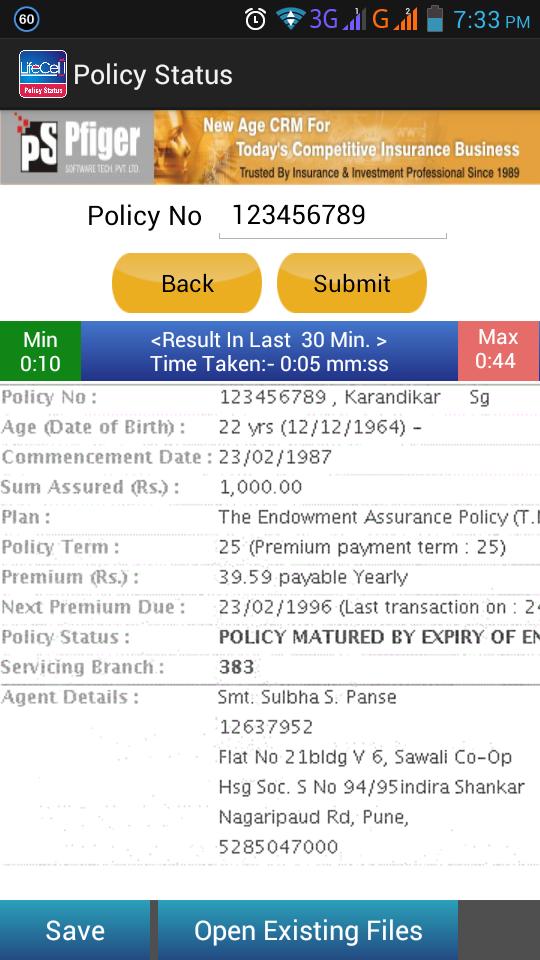 POLICY STATUS SILVER PFIGER