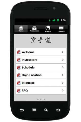 Sample of Karate Dojo App