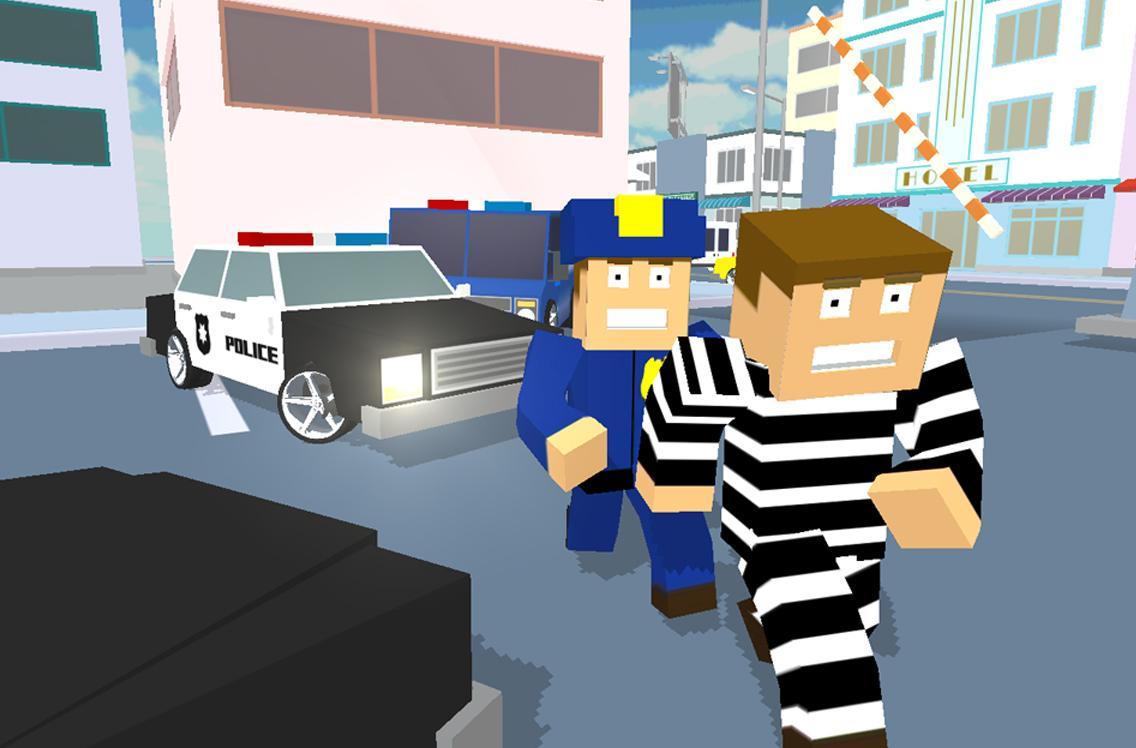 Blocky Cop Craft Running Thief