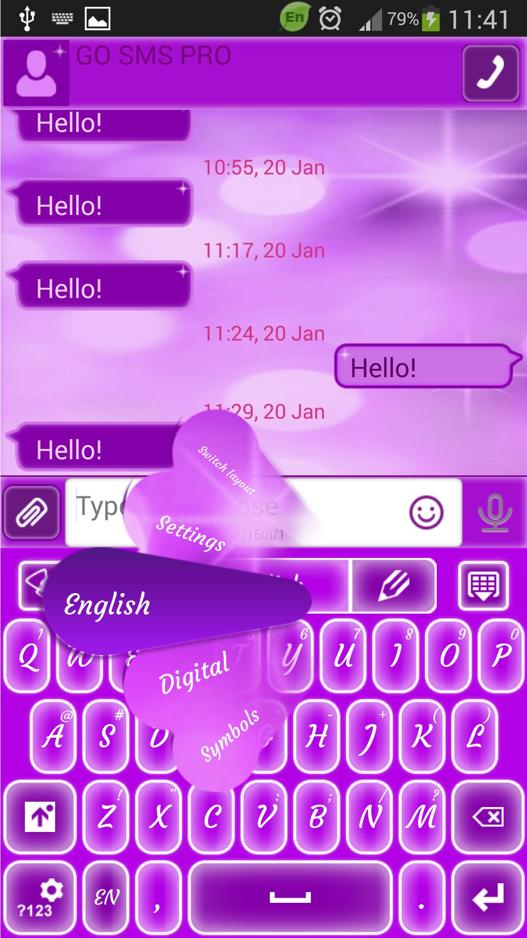 GO SMS Purple Glow