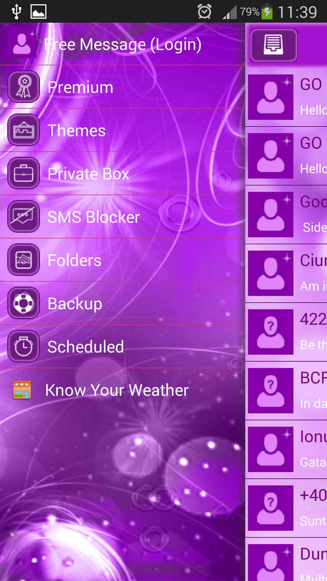 GO SMS Purple Glow