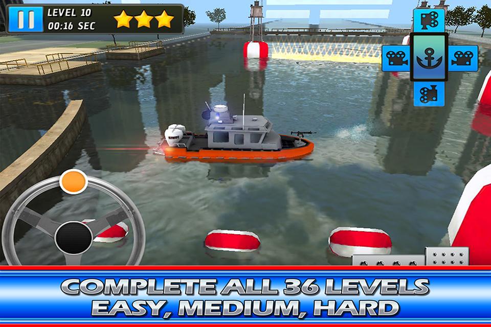 Police Boat Parking : 3D Race