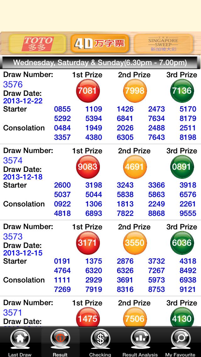 4D, TOTO, Singapore Sweep Live