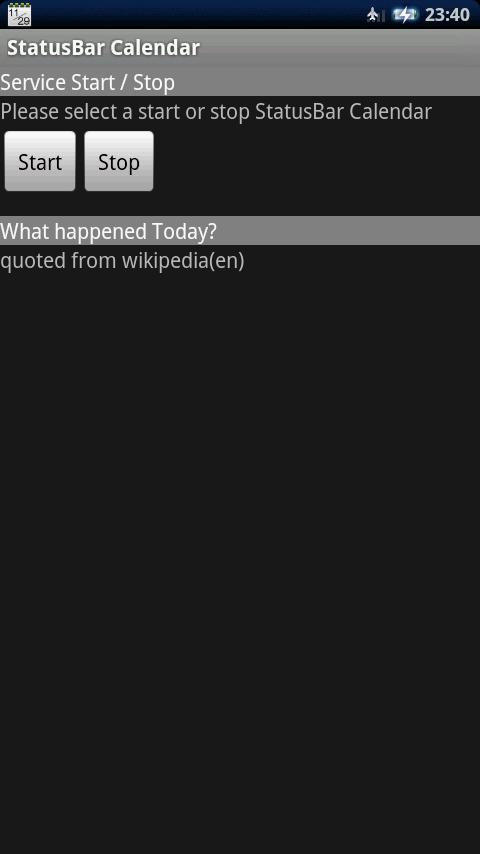 StatusBar Calendar