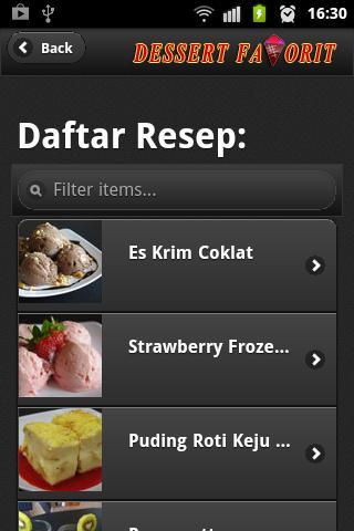 Menu Dessert Favorit