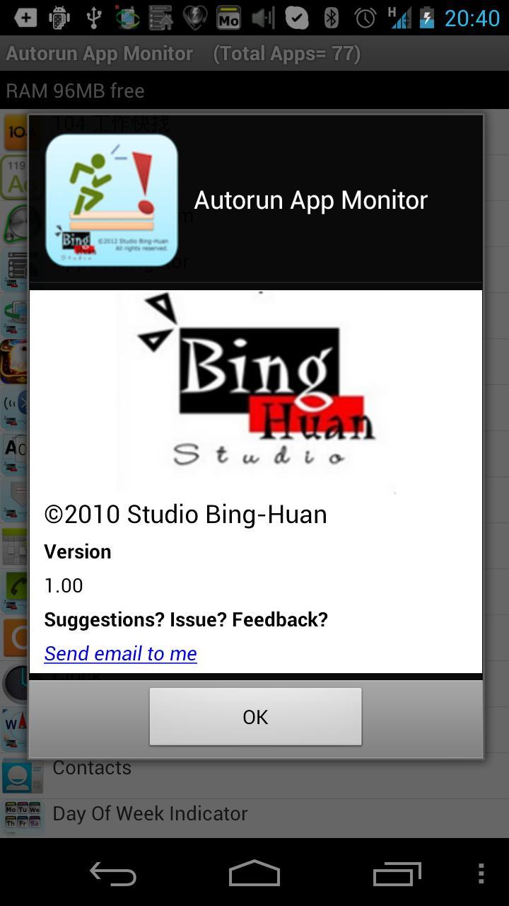 Autorun app monitor