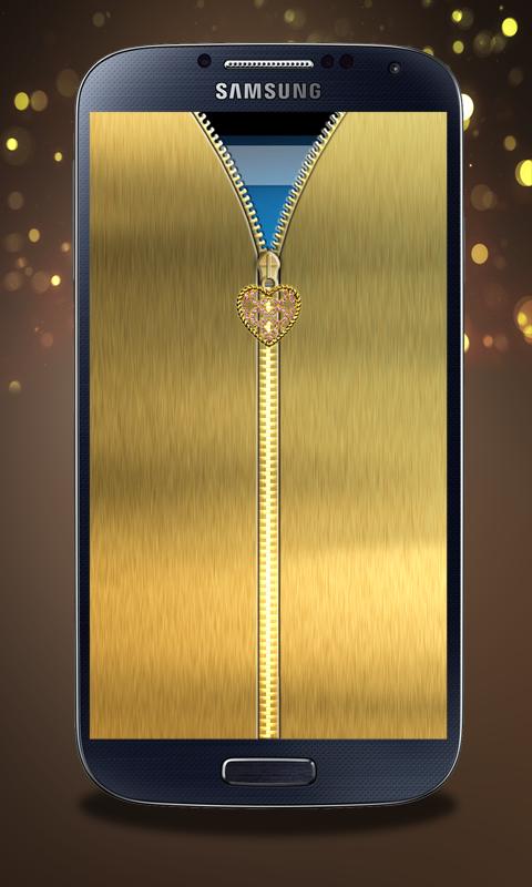 Gold Heart Zipper Screen Lock