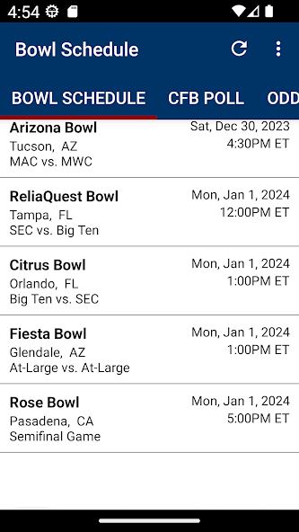 College Football Bowl Schedule