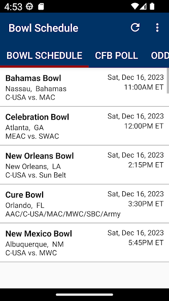 College Football Bowl Schedule