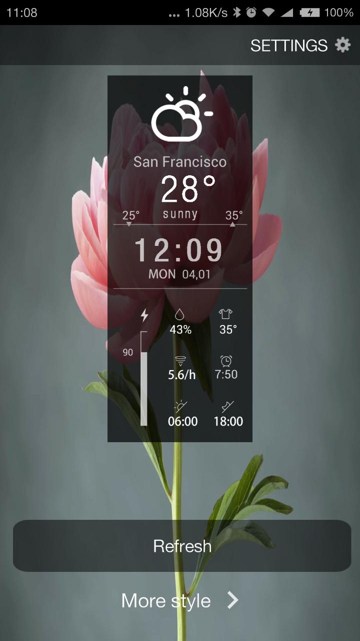 tablet weather battery widget