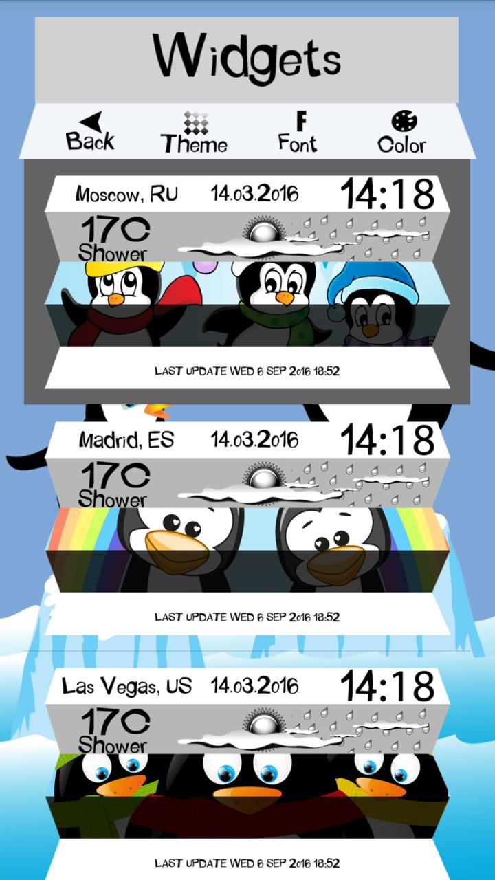 Clock Weather Widget Penguins