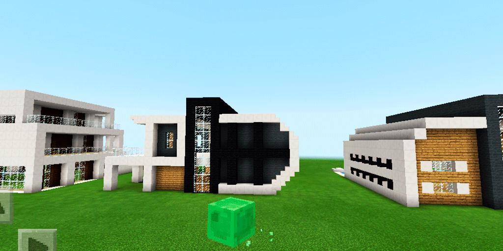 Three modern houses. Map for MCPE