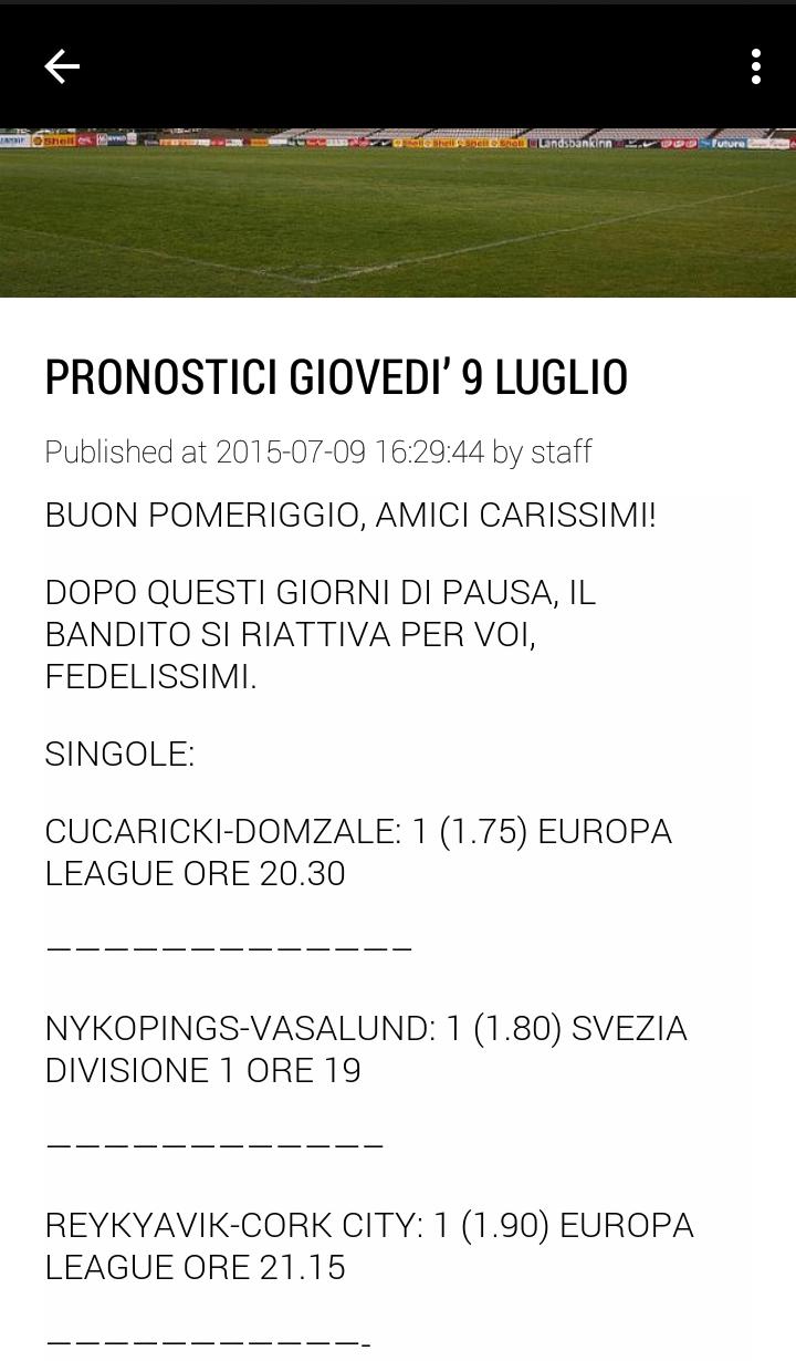 I Pronostici del Bandito