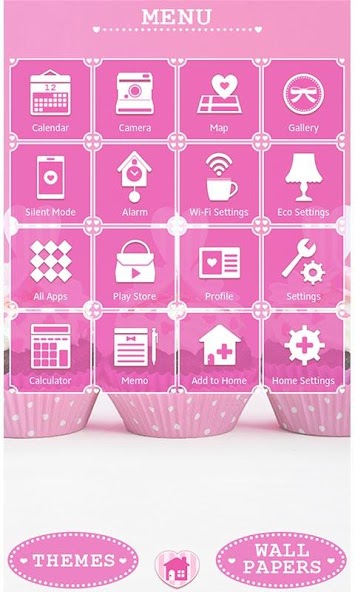 Cute Theme Pink Heart Cupcakes