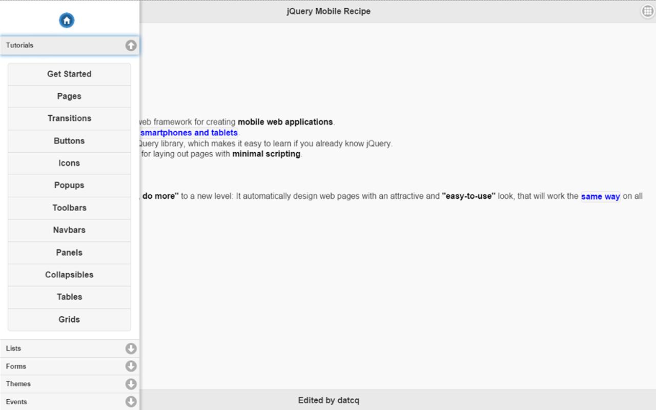 jQuery Mobile Recipe