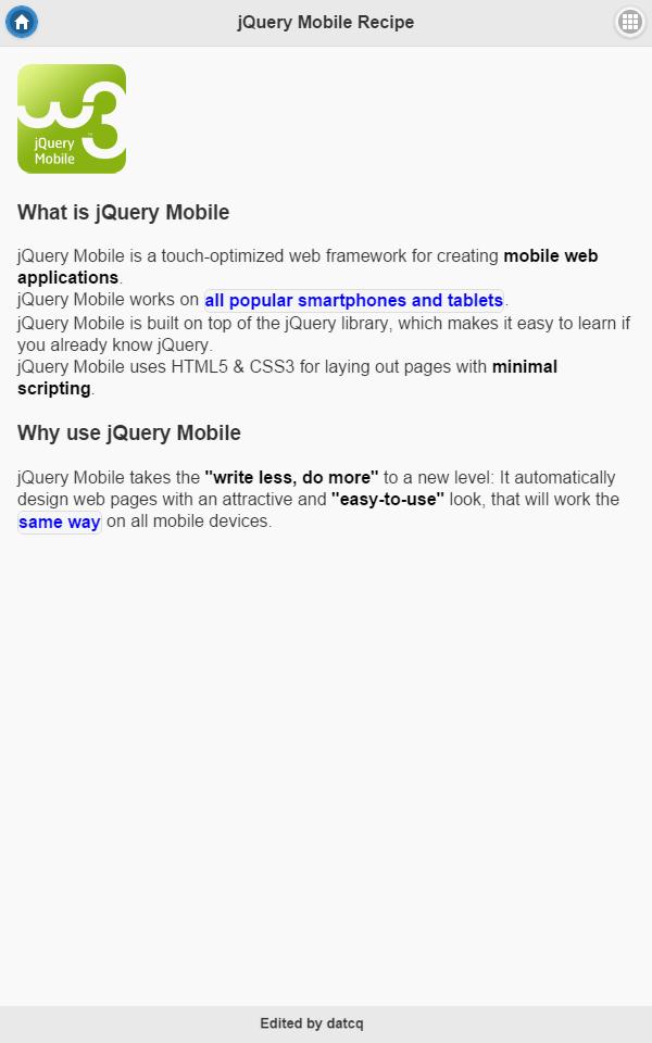 jQuery Mobile Recipe