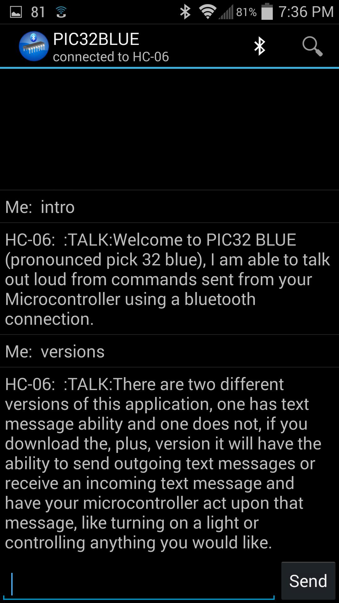 PIC32BLUE (Bluetooth control)