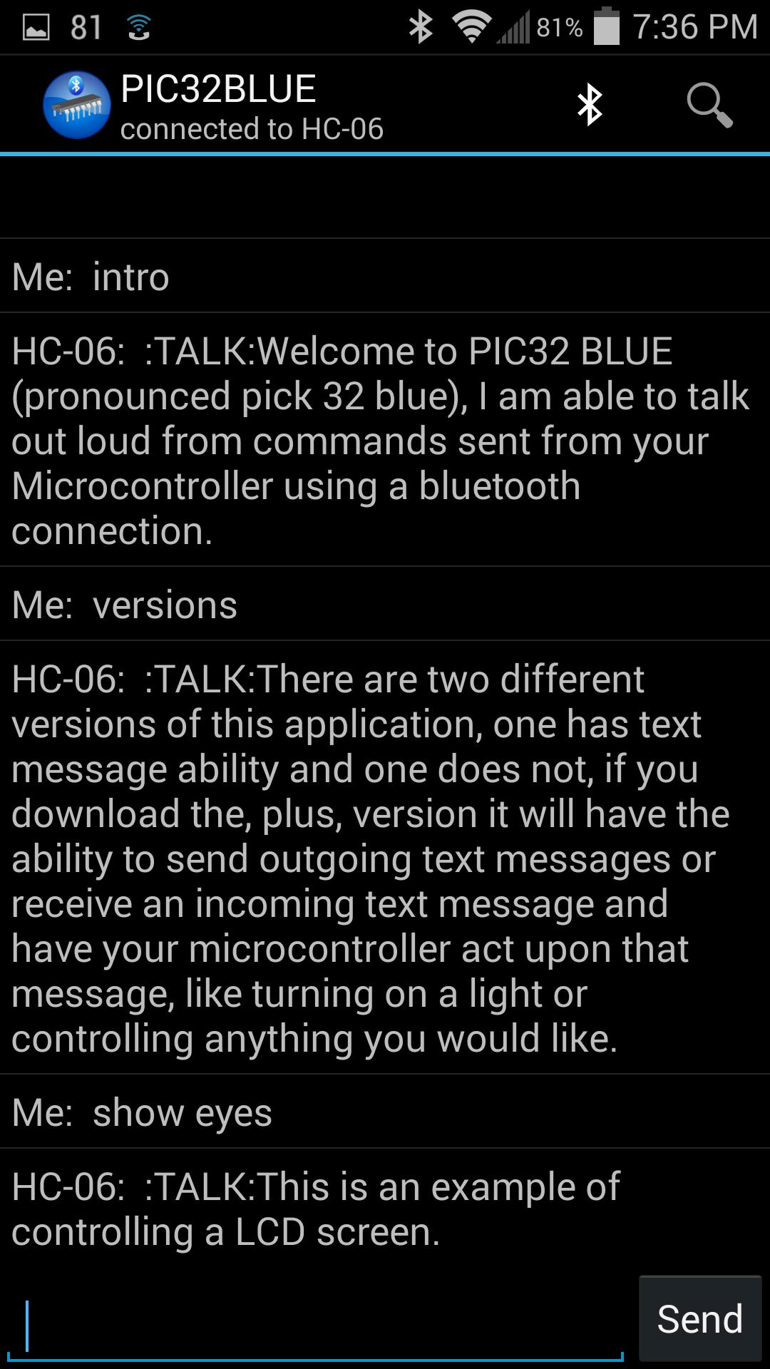 PIC32BLUE (Bluetooth control)