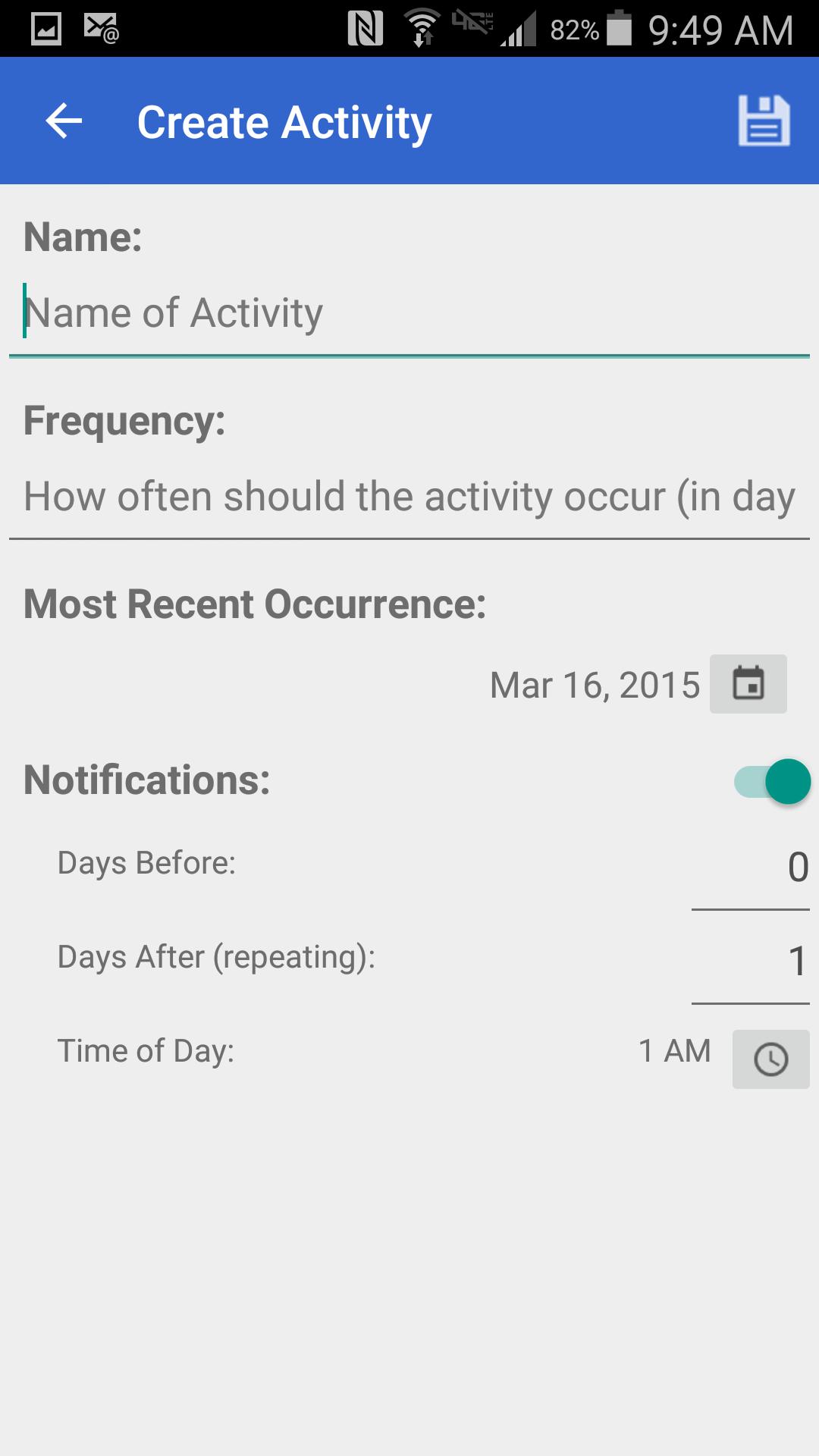 Days Since Task Reminder