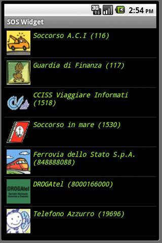 WIDGET SOS NUMERI EMERGENZA