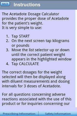 Acetadote Dosage Calculator