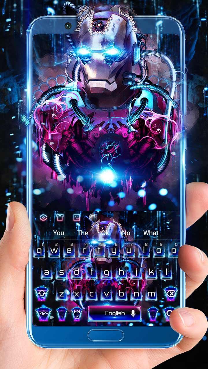 Neon Iron Hero Robot Keyboard Theme