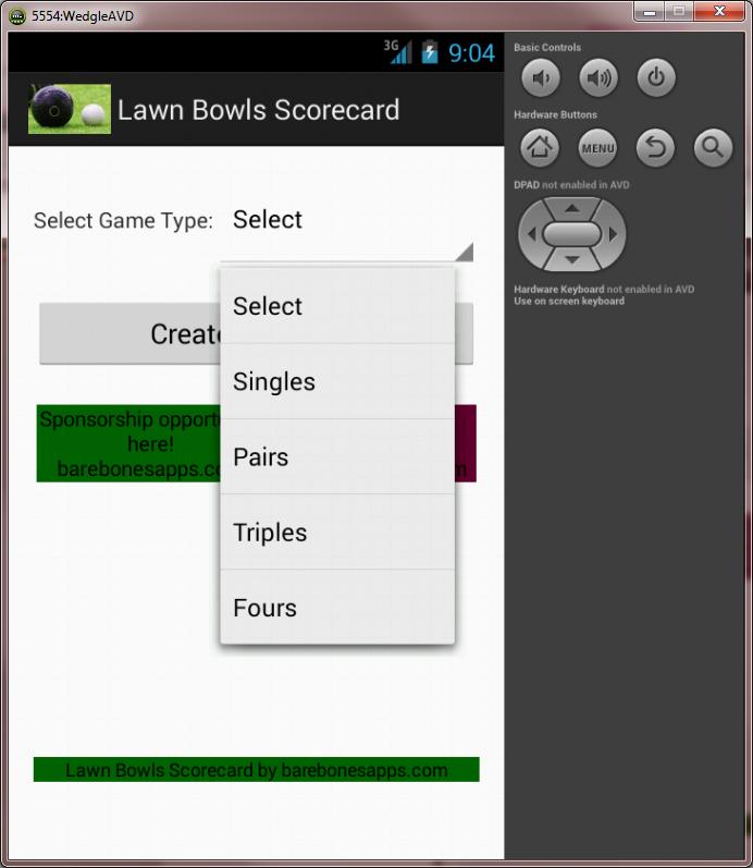 Lawn Bowls Scorecard