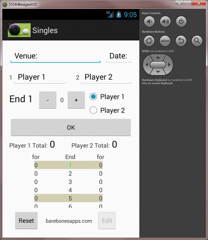 Lawn Bowls Scorecard