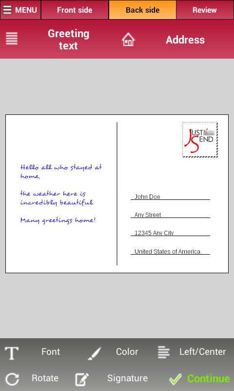 JustSend - Postcard Greetings