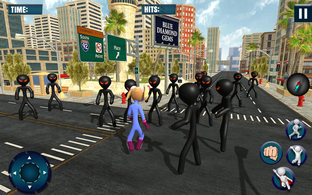 Super Stick Girl VS Stickman Criminal Squad