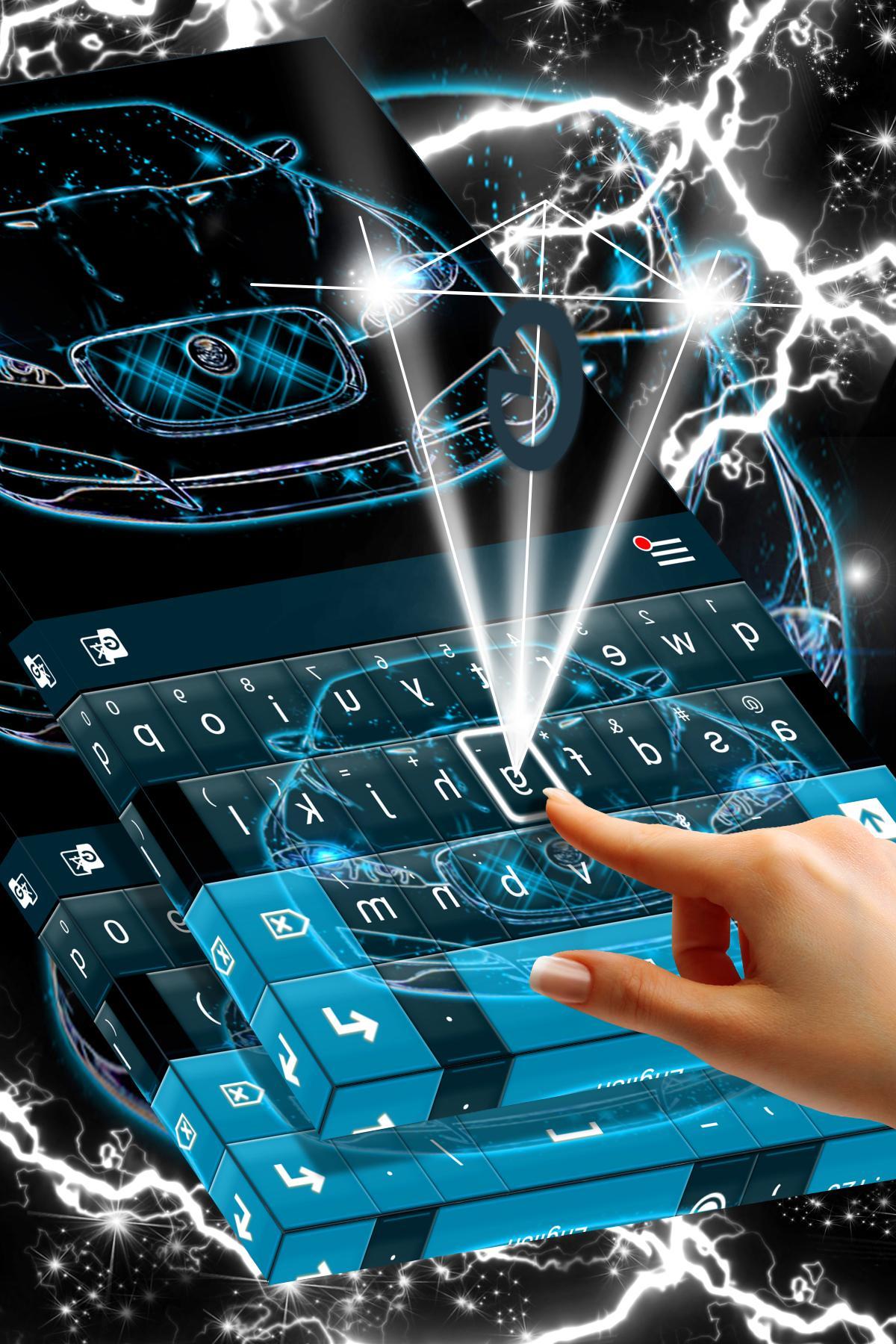Neon Blue Cars Keyboard Theme