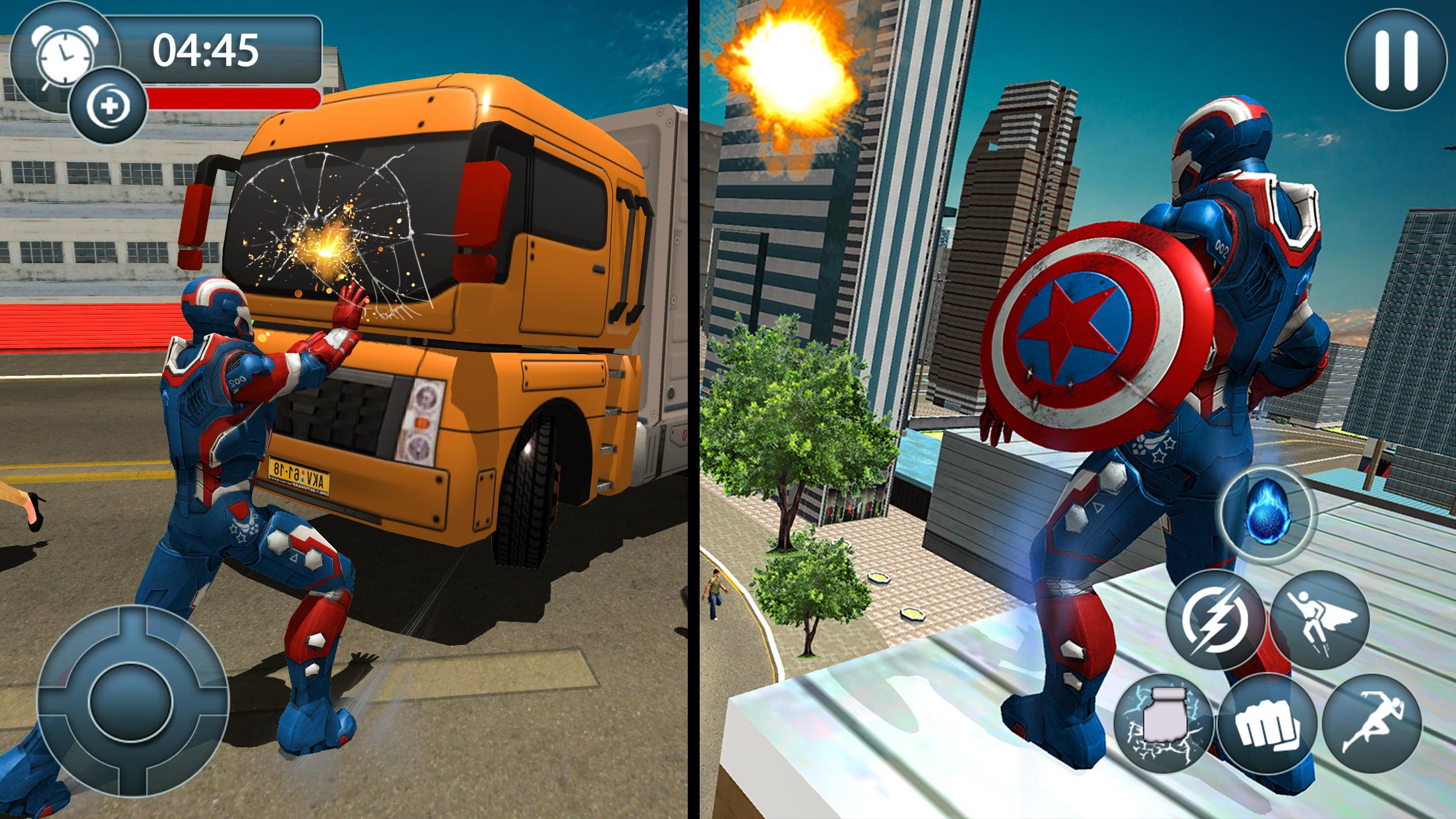 Flying Robot Superhero Crime City Rescue Battle