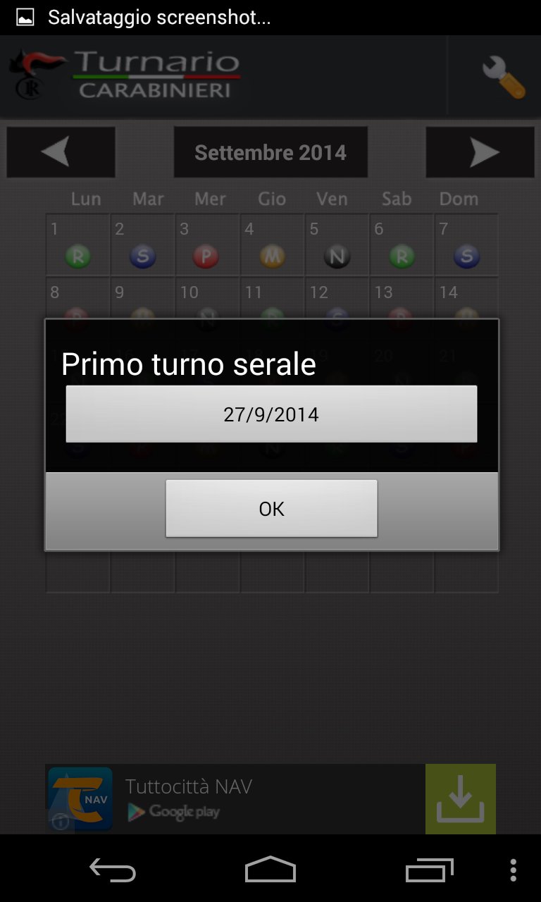 Turnario Arma dei Carabinieri
